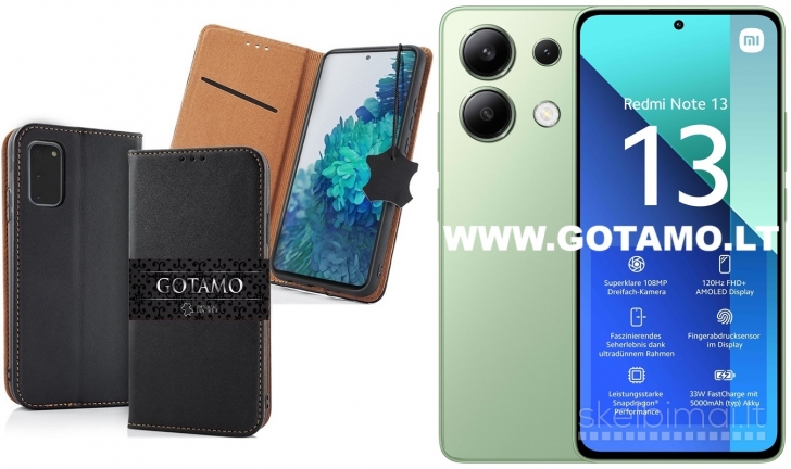 687 Gotamo Vintage natūralios odos dėklai Xiaomi Redmi Note 13 4G WWW.GOTAMO.LT