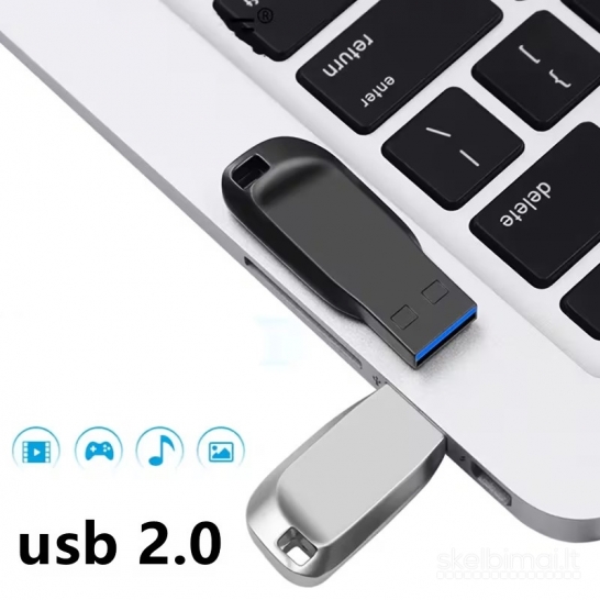 Greitas metalinis USB 2.0 flash atmintukas – juodas, 30 GB