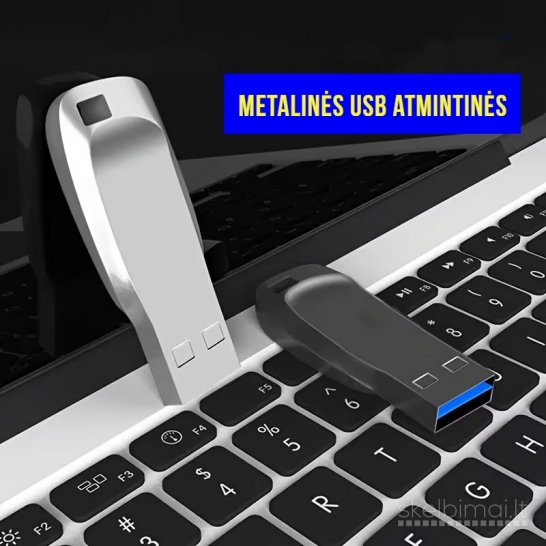 Greitas metalinis USB 2.0 flash atmintukas – juodas, 30 GB