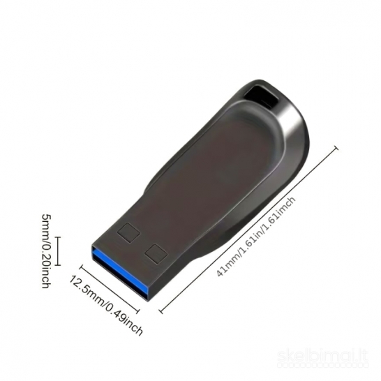 Greitas metalinis USB 2.0 flash atmintukas – juodas, 30 GB
