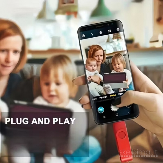 USB 2.0 / Type-C Flash atmintukas - 16 GB, juodos spalvos