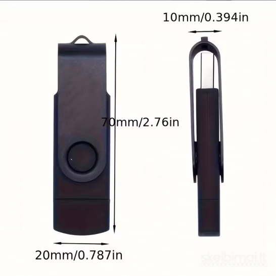 USB 2.0 / Type-C Flash atmintukas - 16 GB, juodos spalvos