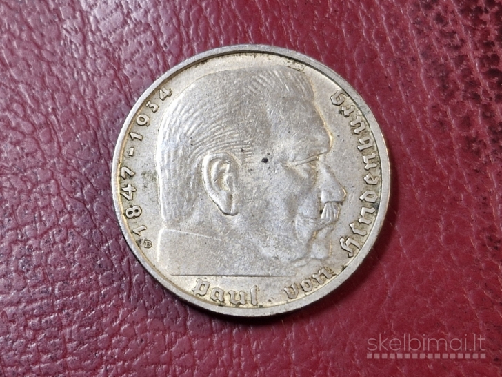 Trečiasis Reichas 2 reichsmarkės, 1939B KM# 93 AG