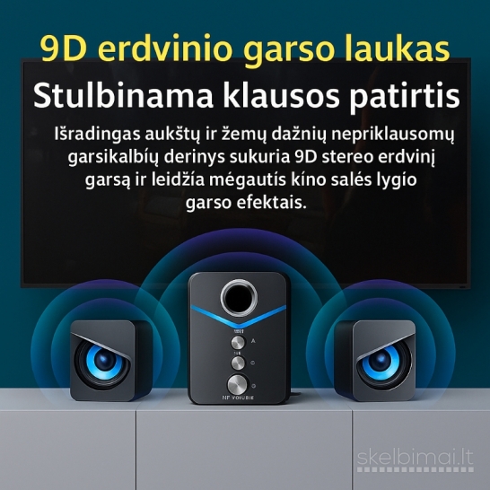 9D erdvinio garso garsiakalbiai su LED apšvietimu