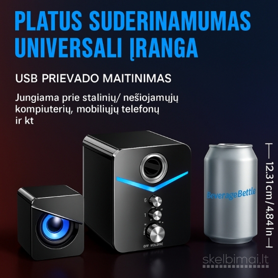 9D erdvinio garso garsiakalbiai su LED apšvietimu