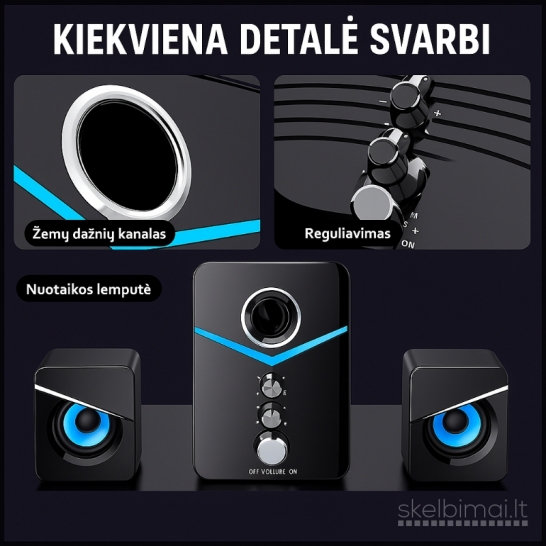 9D erdvinio garso garsiakalbiai su LED apšvietimu