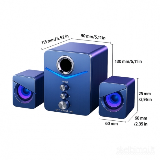 9D erdvinio garso garsiakalbiai su LED apšvietimu