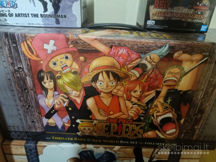 Parduodu 4 One piece dėžės su mangomis. Bendrai 1-90 tomai.