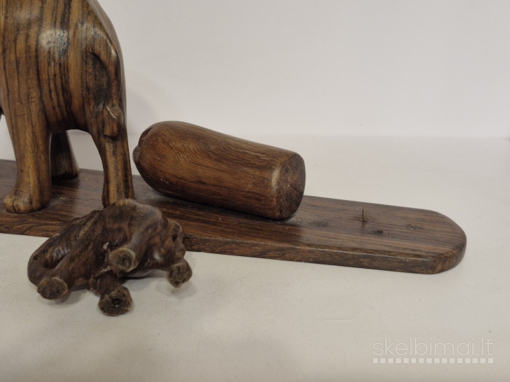 Medinė dramblio šeimos figūrelė - rankų darbo dekoras