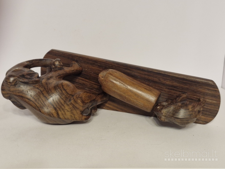 Medinė dramblio šeimos figūrelė - rankų darbo dekoras