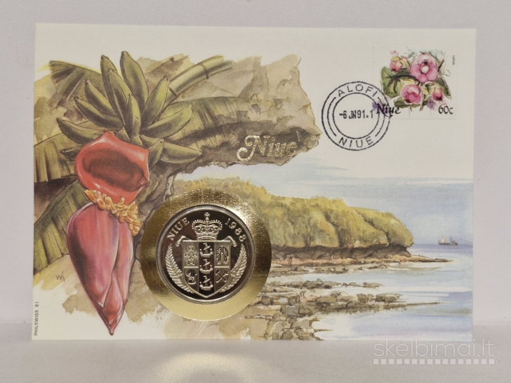 Niujė 5 doleriai, 1988 KM# 17 Kenedis Numizm.voke