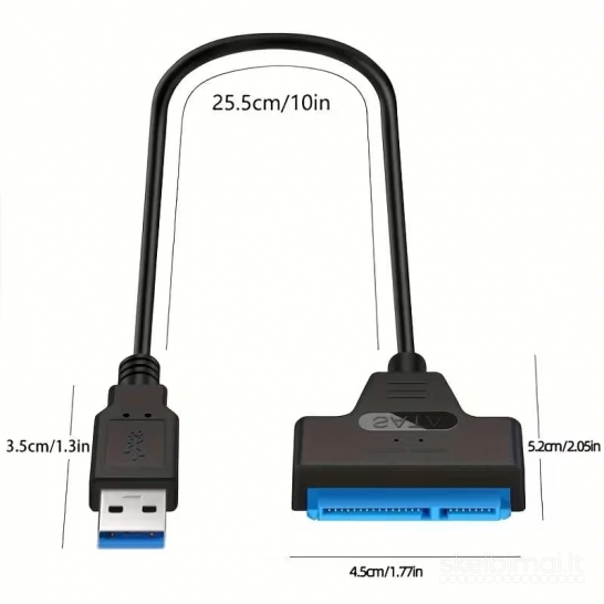 USB 3.0 į SATA adapteris 2.5 SSD ir HDD diskams