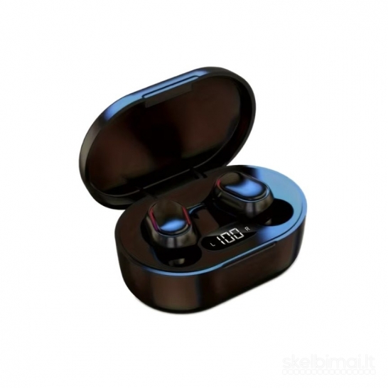 FHRM V5.3 belaidės ausinės su įkrovimo dėklu ir LED ekranu – juodos spalvos