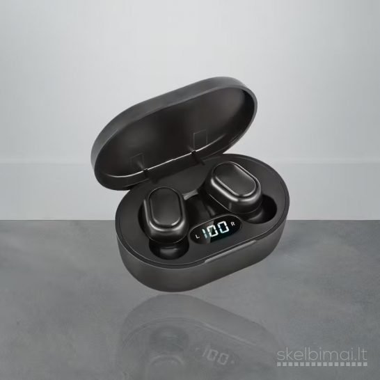 FHRM V5.3 belaidės ausinės su įkrovimo dėklu ir LED ekranu – juodos spalvos