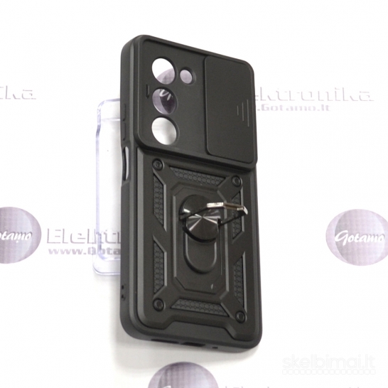 720 B-Ultra dėklas-šarvai Xiaomi Redmi 15 4G su žiedu ir kameros apsauga, juodas