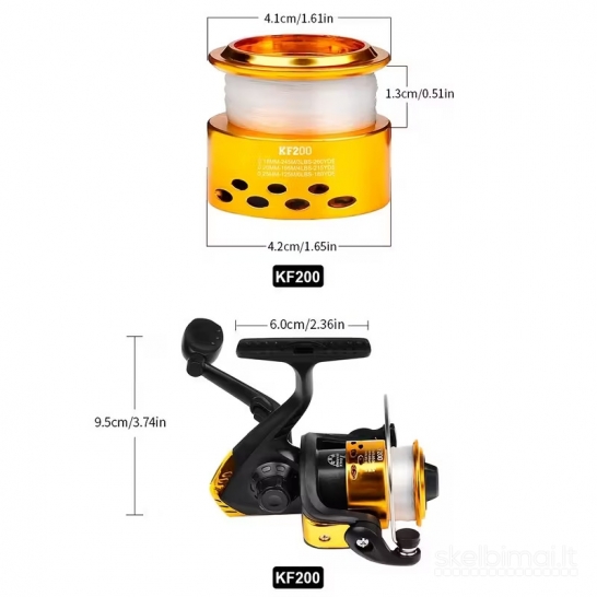 "PRO BEROS KF200A" geltona žvejybos ritė