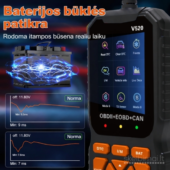 Profesionalus automobilio OBD2 diagnostikos skaitytuvas V520