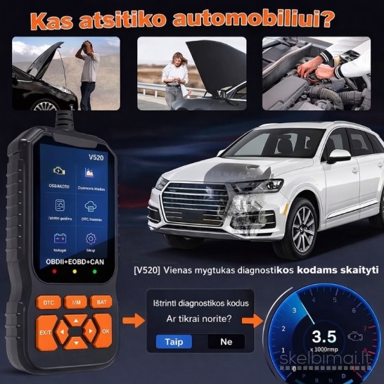 Profesionalus automobilio OBD2 diagnostikos skaitytuvas V520