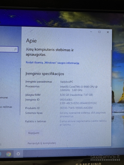 Parduodamas kompiuteris su monitoriumi. Viskas matosi nuotraukose.