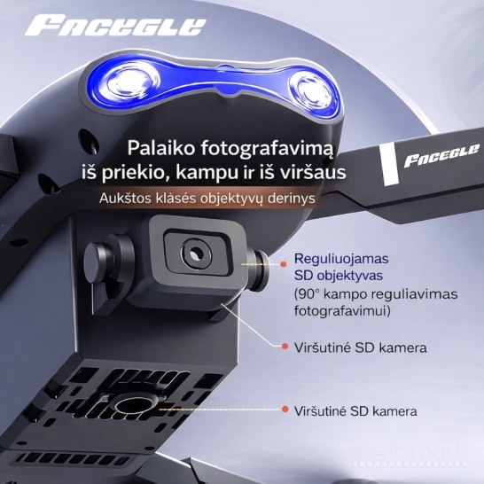Dvigubos kameros dronas su ekrano pultu "FACEGLE ET99"