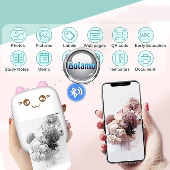 746 Žaismingas nešiojamas termo spausdintuvas FunCat (Bluetooth)