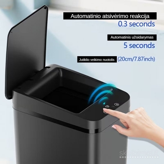 Automatinė jutiklinė šiukšliadėžė 11L – belaidė, juodos spalvos 