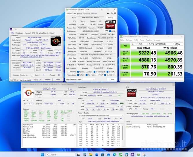 r5-7500f, 16gb/9060xt, 32gb/ddr5, 1tb/SSD, Win11pro