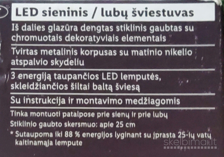 LED sieninis Lubų šviestuvas