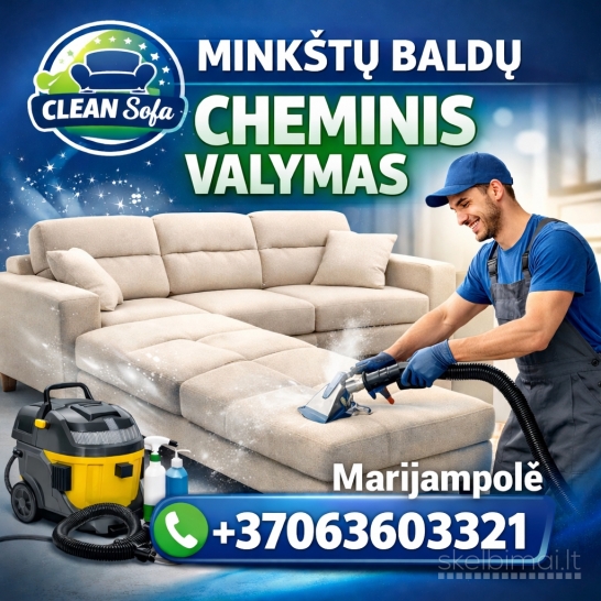 Minkštų baldų valymas