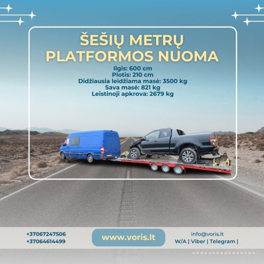 Platformos 600×210 (2679 kg)  (BE/CE kategorija) NUOMA  www.voris.lt Alytuje