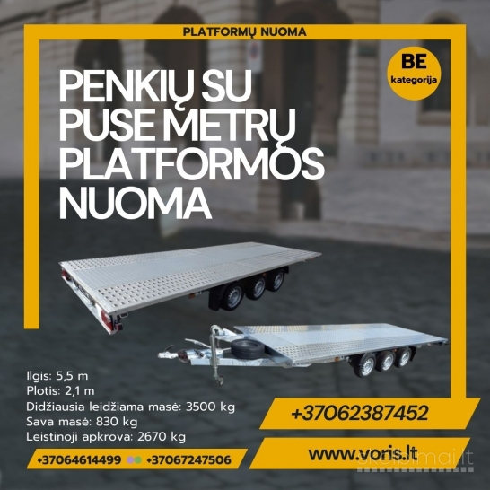 Platformos 550×210 (2670 kg)  (BE/CE kategorija) NUOMA  www.voris.lt