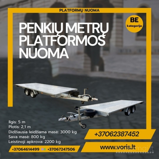 Platformos 500×200 (2250 kg) (BE/CE kategorija) NUOMA www.voris.lt