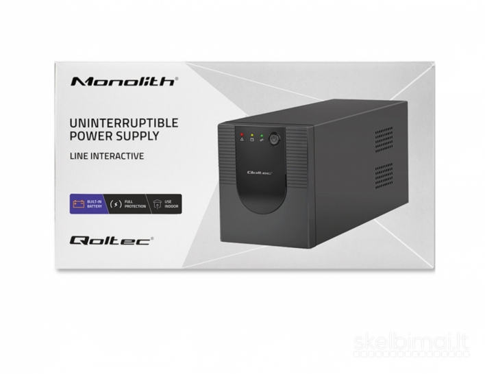 UPS Qoltec Monolith 2000VA / 1200W / Naujas, LT garantija