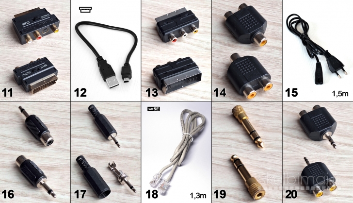 Scart aux tulpės svideo usb hdmi utp rca