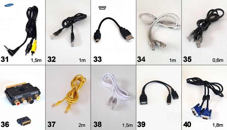 Scart aux tulpės svideo usb hdmi utp rca