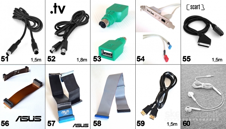 Scart aux tulpės svideo usb hdmi utp rca