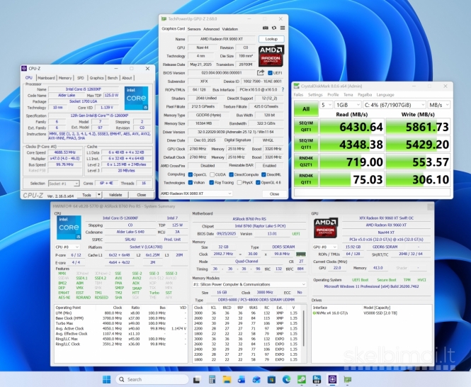 Intel i5-12600kf, 32gb/ddr5, rx9060xt/16gb, 2tb/ssd, Win11pro