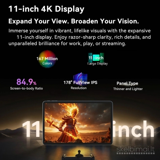 NAUJAS BLACKVIEW TAB PC 4K UHD 11.0"COLIŲ+5G+2SIM+GPS