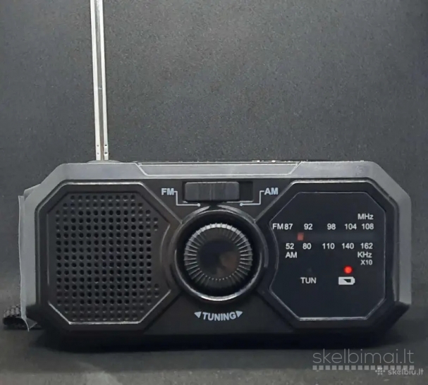 Turistinis Avarinis radijas saulės panele su dinama