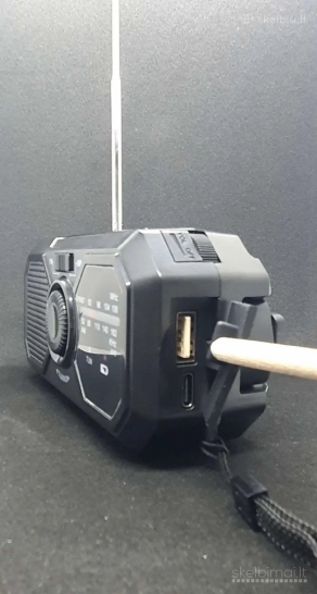 Turistinis Avarinis radijas saulės panele su dinama