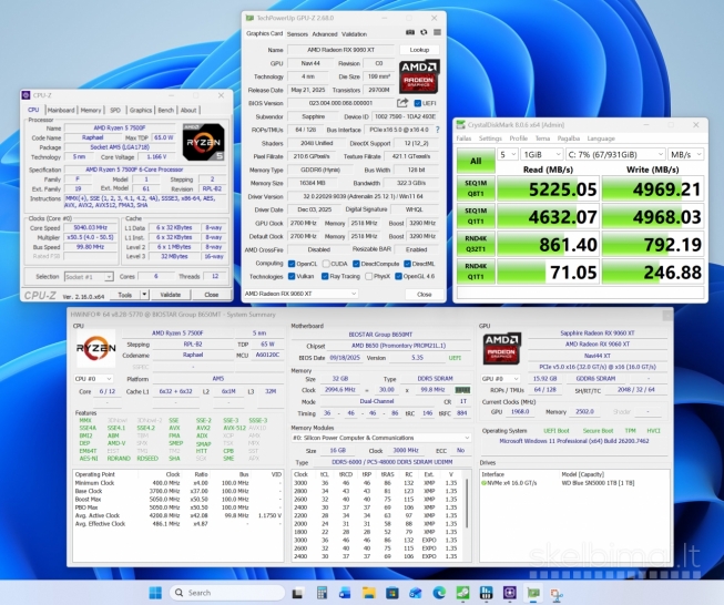 Ryzen r5-7500f, 32gb/ddr5, 16gb/9060xt, 1tb/SSD, Win11pro