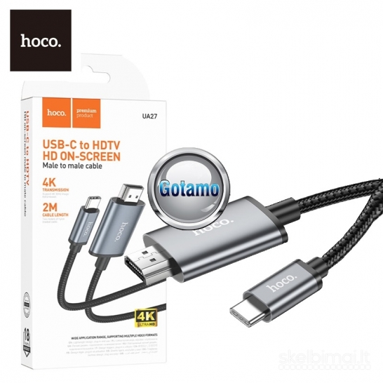 770 Type-C į HDMI laidas 2 metrai Hoco WWW.GOTAMO.LT