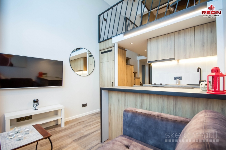 NUOMOJAMAS NAUJAS, PILNAI ĮRENGTAS LOFTAS NAUJAMIESTYJE.