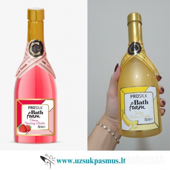 Prabangios vonios putos ir druska šampano butelyje