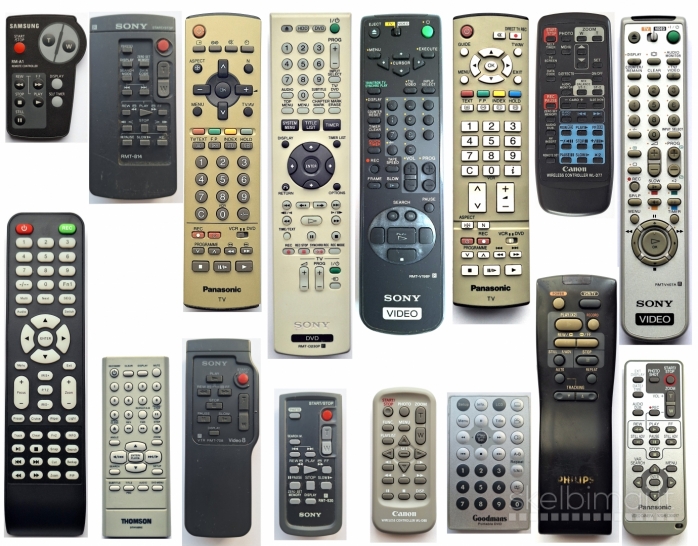 Nuotoliniai pulteliai VHS, video kameros, DVD, TV