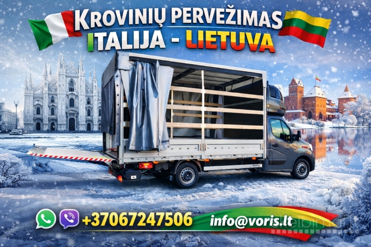 ITALIJA – LIETUVA  KROVINIŲ PERVEŽIMAS  