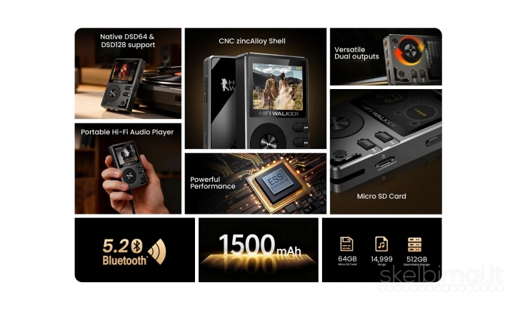 Hifi Walker H2 Hi-Res MP3 Audio Player 64GB