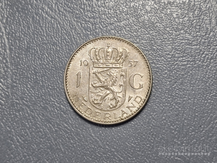 Nyderlandai 1 guldenas, 1957 KM# 184 AG 0.720