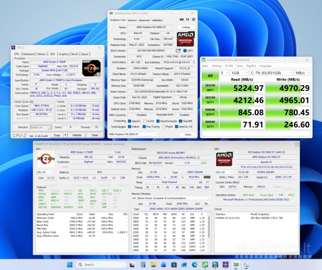 Ryzen r5-7500f, 32gb/ddr5, 16gb/9060xt, 1tb/SSD, Win11pro