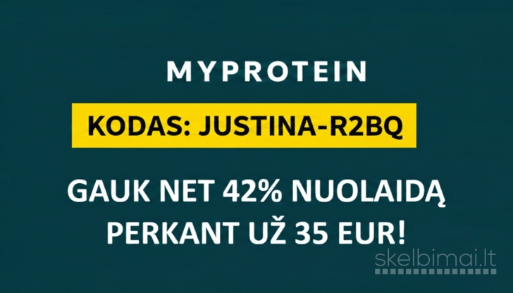 Myprotein nuolaidos kodas 42%: JUSTINA-R2BQ